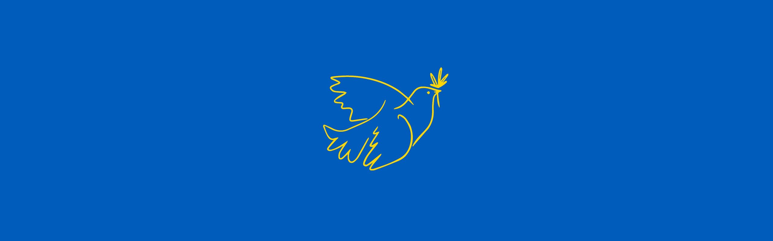 golden peace dove on blue background